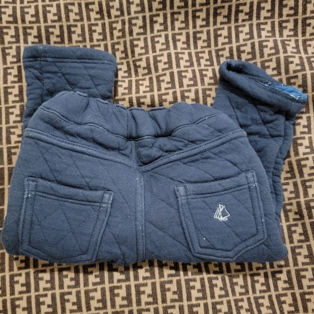 Petit Bateau Size 18m 81cm navy blue quilted pant Baby Pants Toddler